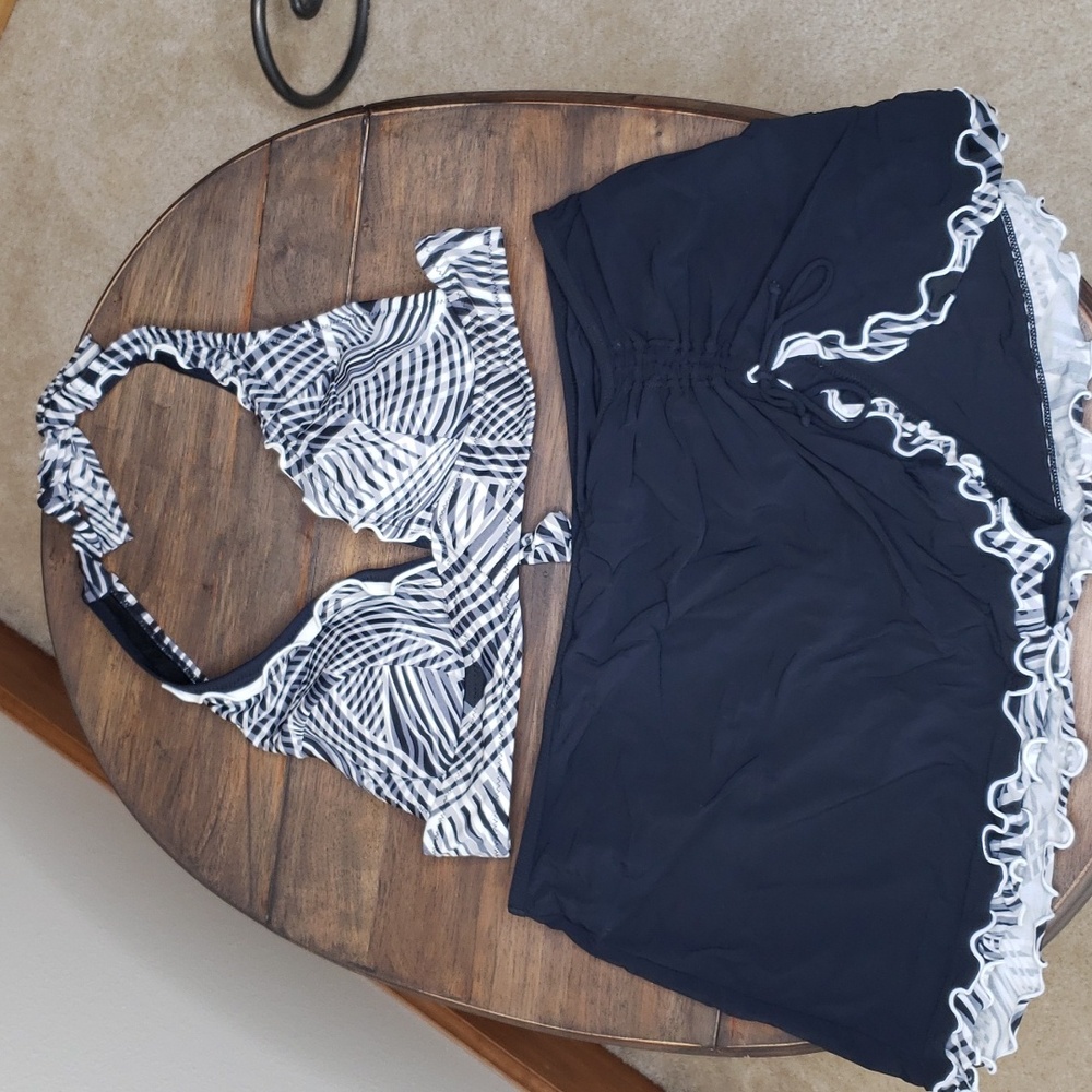 Profile 2 Piece Bikini Top Cinch Skirt Skort Swim Suit
